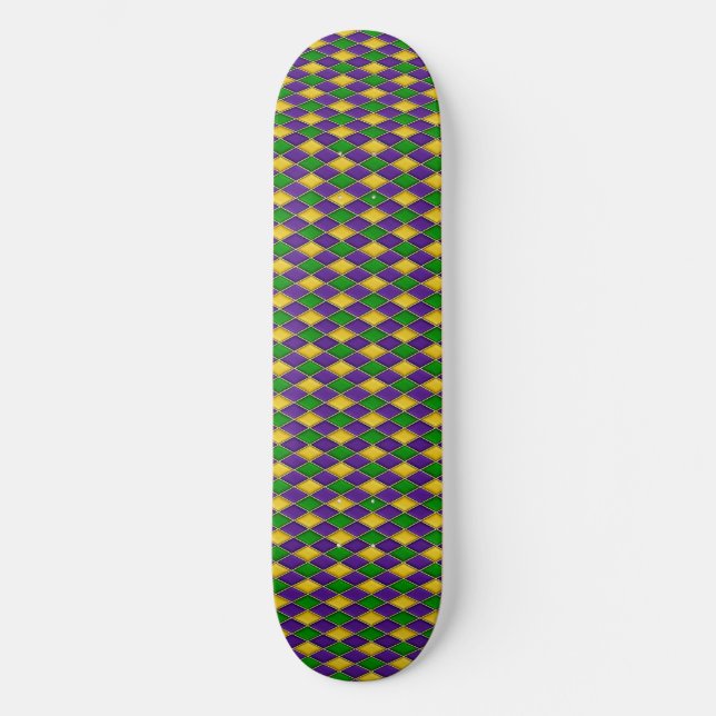 Skateboard Cubierta para el patrón de harlequin del Mardi Gra (Anverso)