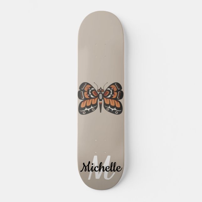 Skateboard Cubierta para patinaje artístico nativo - Mariposa (Anverso)