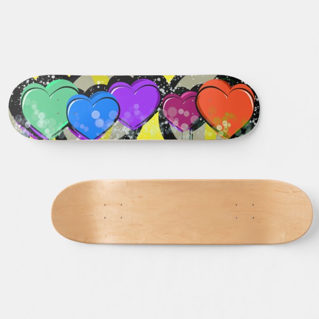 Skateboard Cubierta para patinaje de Pop Art Hearts (Horz)