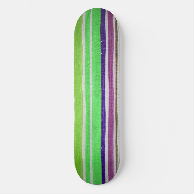 Skateboard Cubierta para patinaje sobre rayas multicolores (Anverso)