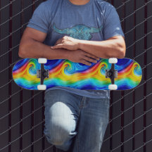 Cubierta para patinar con olas de arco iris