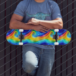 Skateboard Cubierta para patinar con olas de arco iris