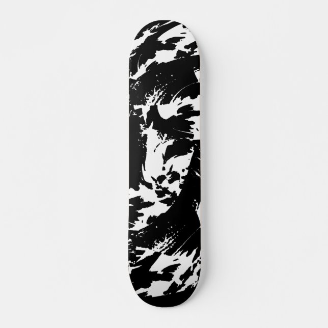 Skateboard Cubierta para patinar en graffiti blanco y negro (Anverso )