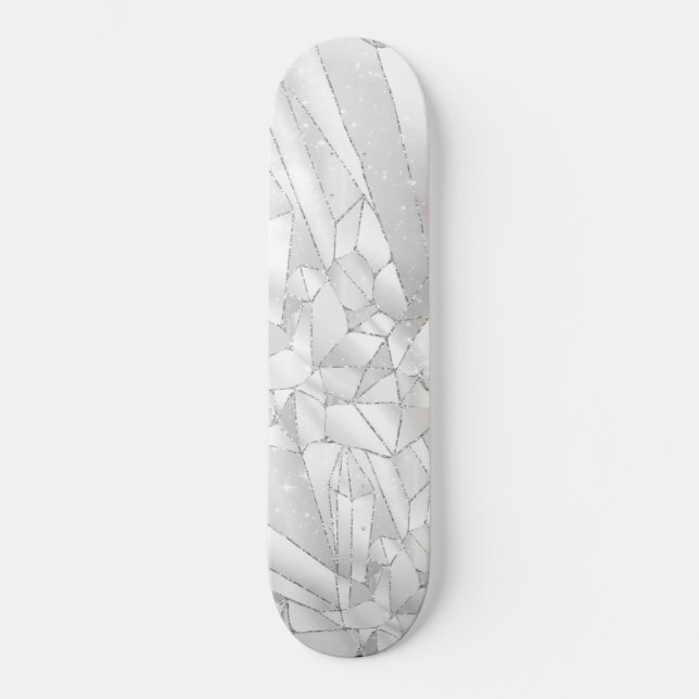 Skateboard Cubierta para patines de cristal blanco (Anverso)