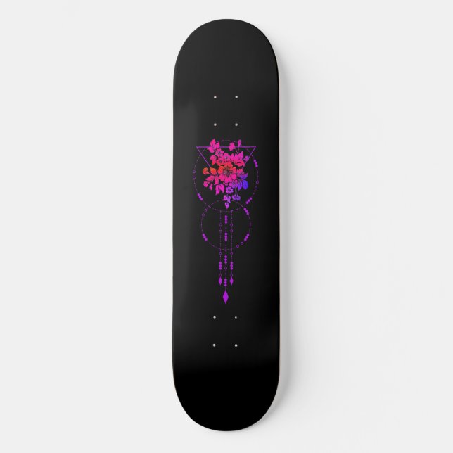 Skateboard Cubierta para patines "Floral geométrica II" (Anverso)
