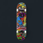 Skateboard Cubierta psicodélica para patinadores<br><div class="desc">Haga de este Deck psicodélico para Skateboarders su propio texto agregando el texto. Para acceder a las herramientas de edición avanzadas,  vaya a "Personalizar esta plantilla" y haga clic en "Detalles",  desplácese hacia abajo y presione el enlace "clic para más personalizares".</div>