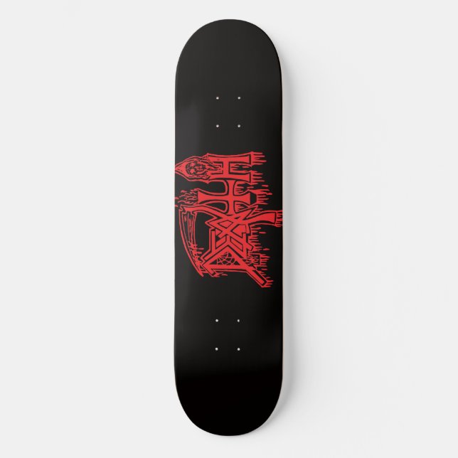 Skateboard Cubierta roja del logotipo de la escuela vieja (Anverso)