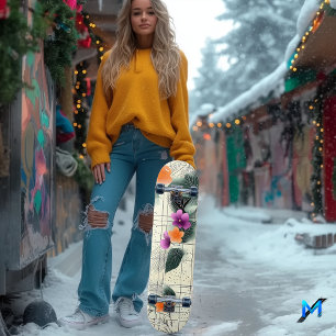Skateboard Cubierta Skate de resumen floral