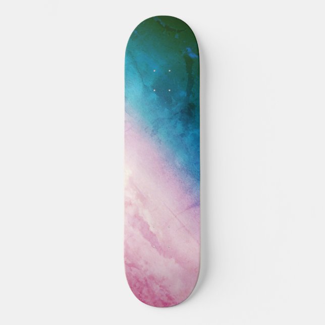 Skateboard Cubierta Sky para patinar, tonos azules y rosas (Anverso)