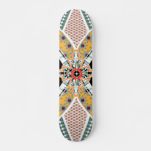 Skateboard Cubierta tribal amarilla roja negra de moda del