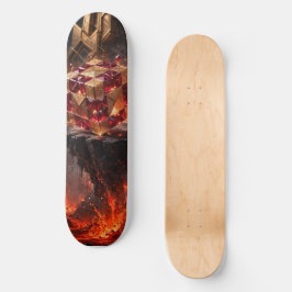 Skateboard Cubo con joyas en el precipicio volcánico
