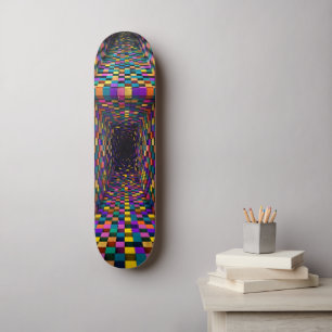 Skateboard Cubo Vortex 3D en negrita - Túnel geométrico psico