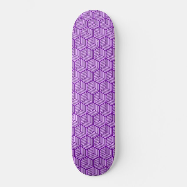 Skateboard Cubos de rayas moradas (Anverso)