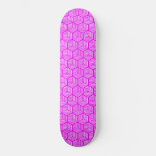 Skateboard Cubos rayados rosados