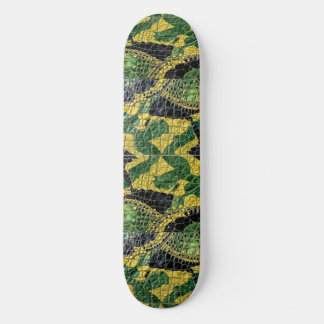 Skateboard Cuero de Cocodrilo Dragón Amarillo Verde