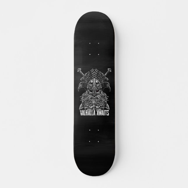 Skateboard Cuervos de Odín Mitología vikinga Valhalla espera (Anverso )