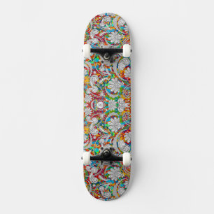 Skateboard Cuidados patrones de paisajes blancos pintados en