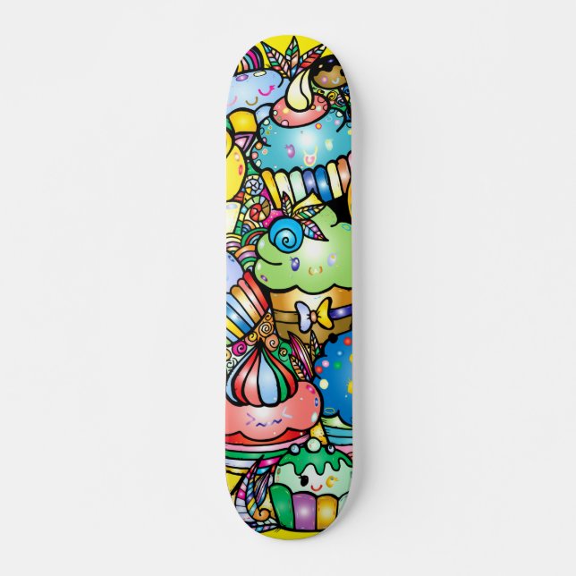 Skateboard Cupcakes Personalizados coloridos (Anverso )
