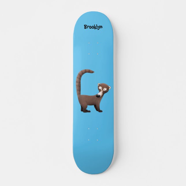 Skateboard Curioso ilustracion personalizado de coatimundi (Anverso )