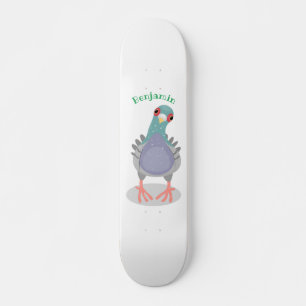 Skateboard Curioso ilustracion personalizado de palomas