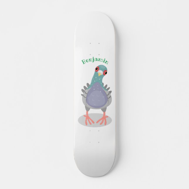 Skateboard Curioso ilustracion personalizado de palomas (Anverso )
