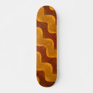 Skateboard Curva laranja e pontos dourados sobre fundo marrom