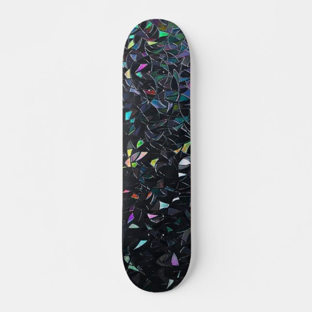 Skateboard Custom Iridescent Abstract Stained Glass Pattern (Anverso )
