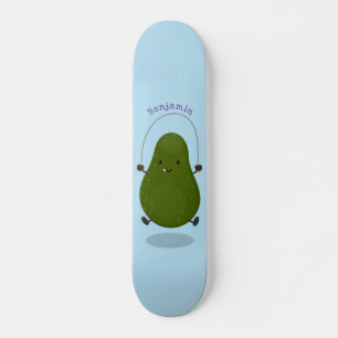 Skateboard Cute aguacate salto cuerda personalizado ilustraci