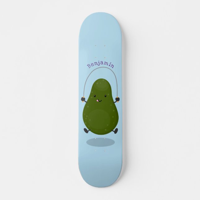 Skateboard Cute aguacate salto cuerda personalizado ilustraci (Anverso )