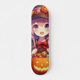 Skateboard Cute Anime Halloween Witch