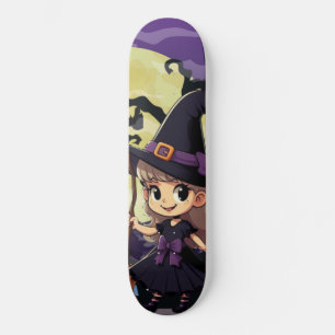 Skateboard Cute Anime Halloween Witch