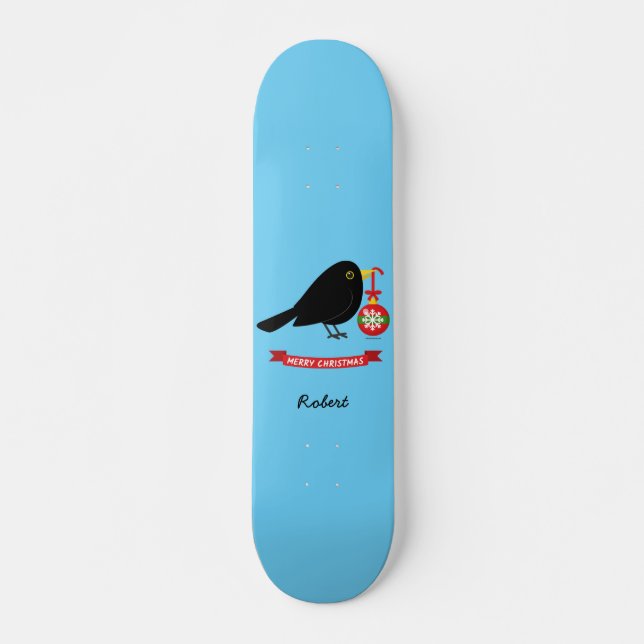 Skateboard Cute Blackbird Con Un Nombre Personalizado De La B (Anverso )
