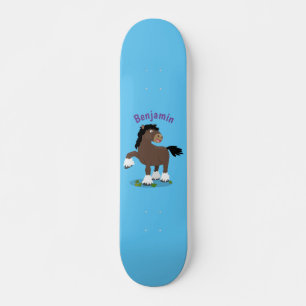 Skateboard Cute Clydesdale personalizado de caballo ilustraci