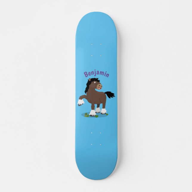 Skateboard Cute Clydesdale personalizado de caballo ilustraci (Anverso )