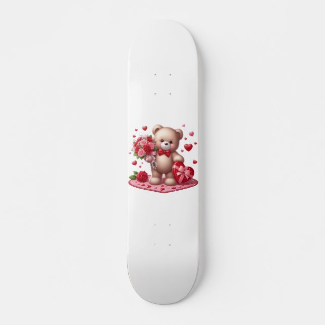 Skateboard Cute El día de San Valentín Teddy Bear (Anverso )