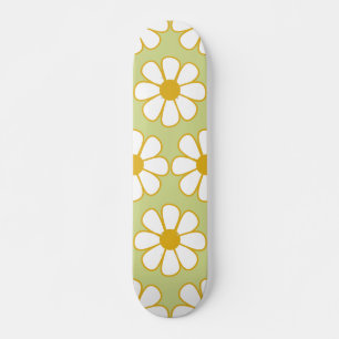 Skateboard Cute Floral Daisy Pattern Green