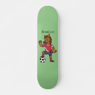 Skateboard Cute funny horse playing soccer cartoon