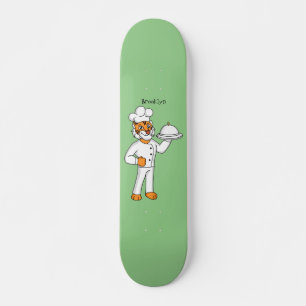 Skateboard Cute funny tiger chef cartoon illustration
