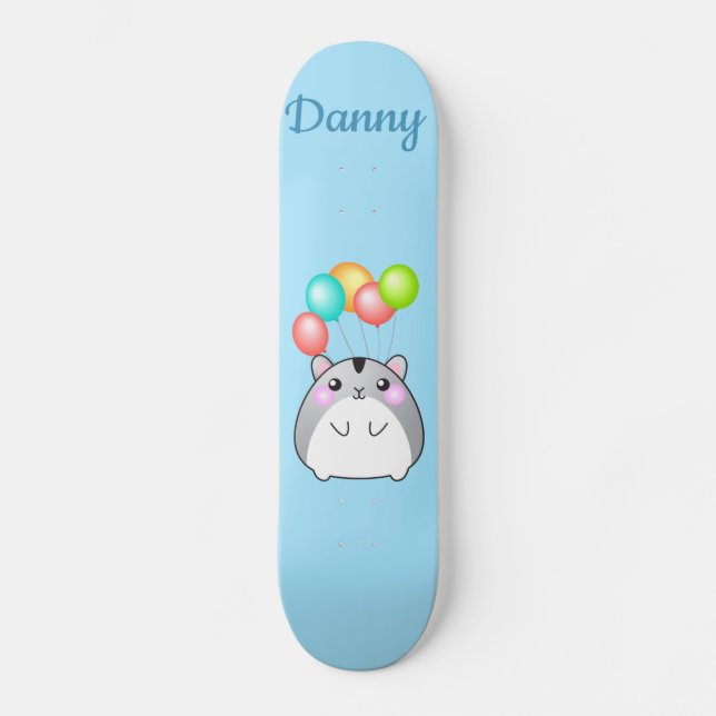 Skateboard Cute Gray Kawaii Hamster  (Anverso)