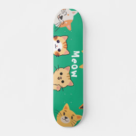 Skateboard Cute Kawaii Peeking Cats Pattern 