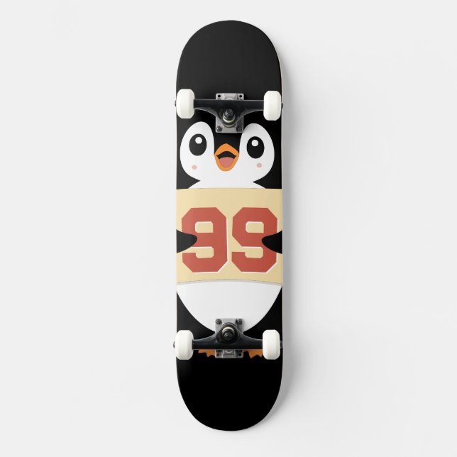 Skateboard Cute Penguin Holding a Sign (Anverso)