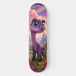 Skateboard Cute Pink Dinosaur Children Fantasy Art
