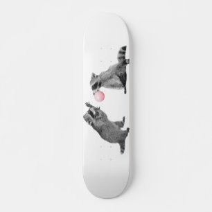 Skateboard Cute Raccoons with Bubble Gum