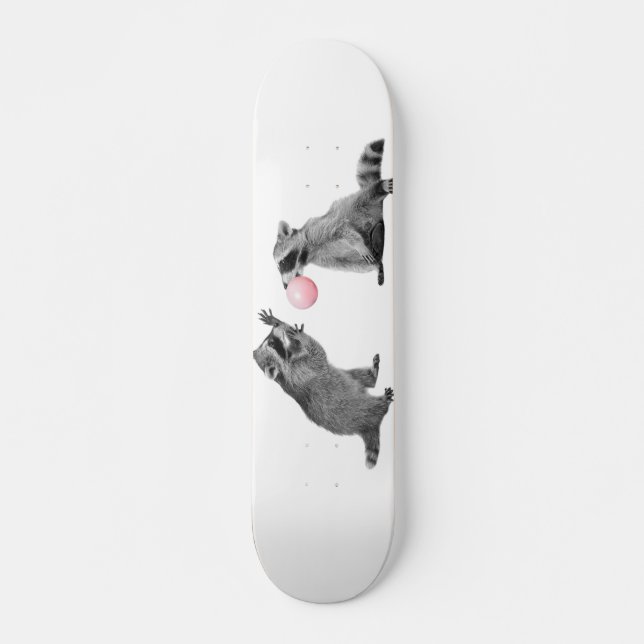Skateboard Cute Raccoons with Bubble Gum (Anverso )