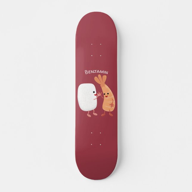 Skateboard Cute sushi rice prawn friends cartoon (Anverso )