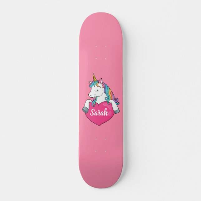 Skateboard Cute Unicorn Nombre Personalizado (Anverso )
