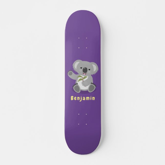 Skateboard Cuto feliz koala saludando al ilustracion personal (Anverso )
