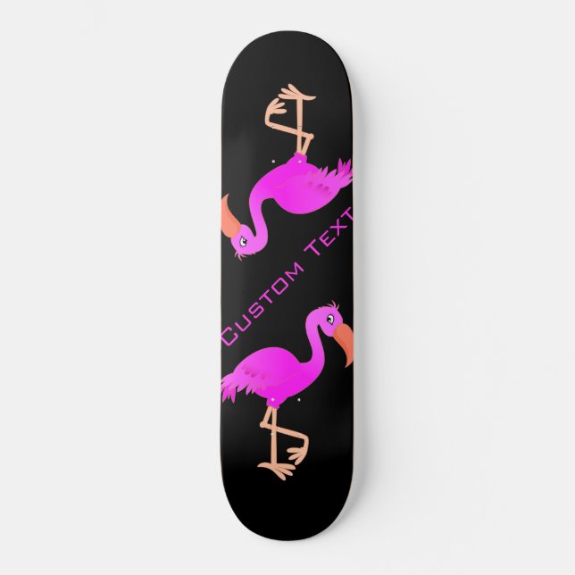Skateboard Cuto Flamingo - Feliz - Añade tu texto / nombre (Anverso)