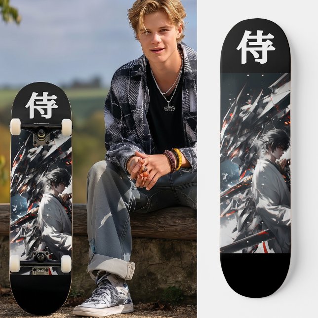 Skateboard CYBER SAMURAI - Futuristic Mecha Ronin (Trucks and wheels are customization options and are not included in the price.)
