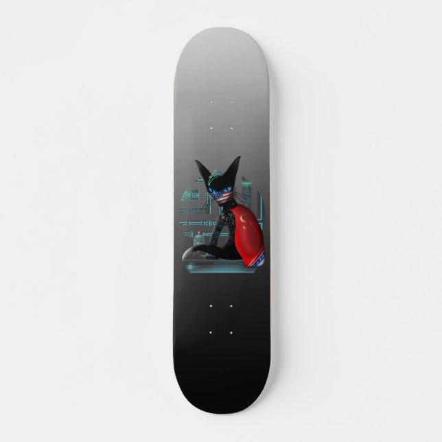 Skateboard Cyberpunk Ninja, un gato siamés (Anverso )
